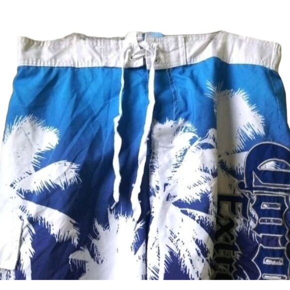 Corona Extra Mens Swim Trunks Palm Tree Print Blue & White Size Large - Picture 3 of 10